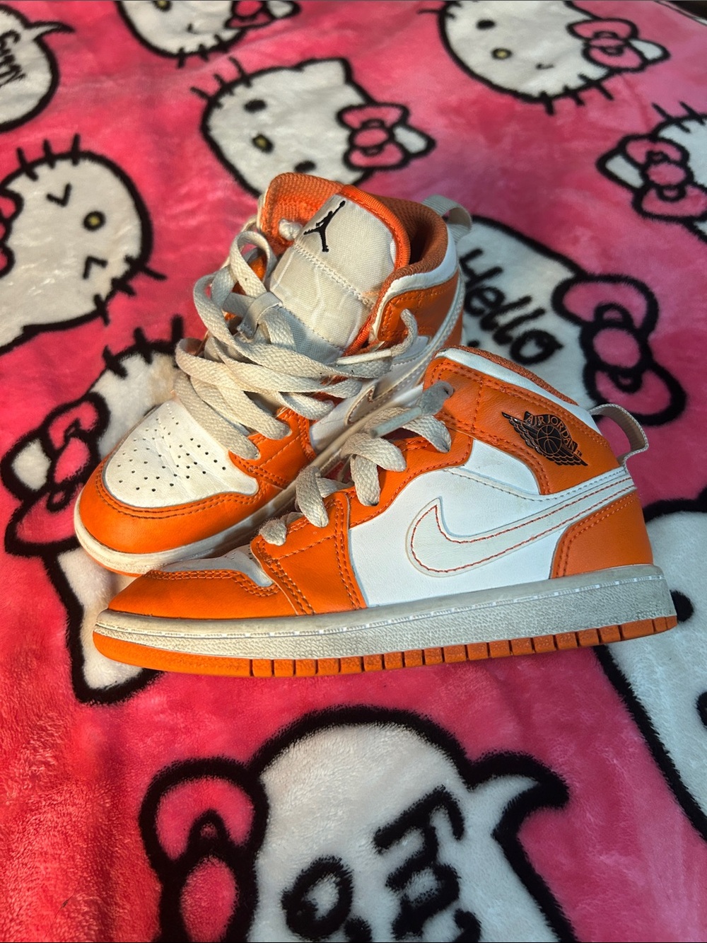 Nike Kids Orange and White Mid-Top Sneakers